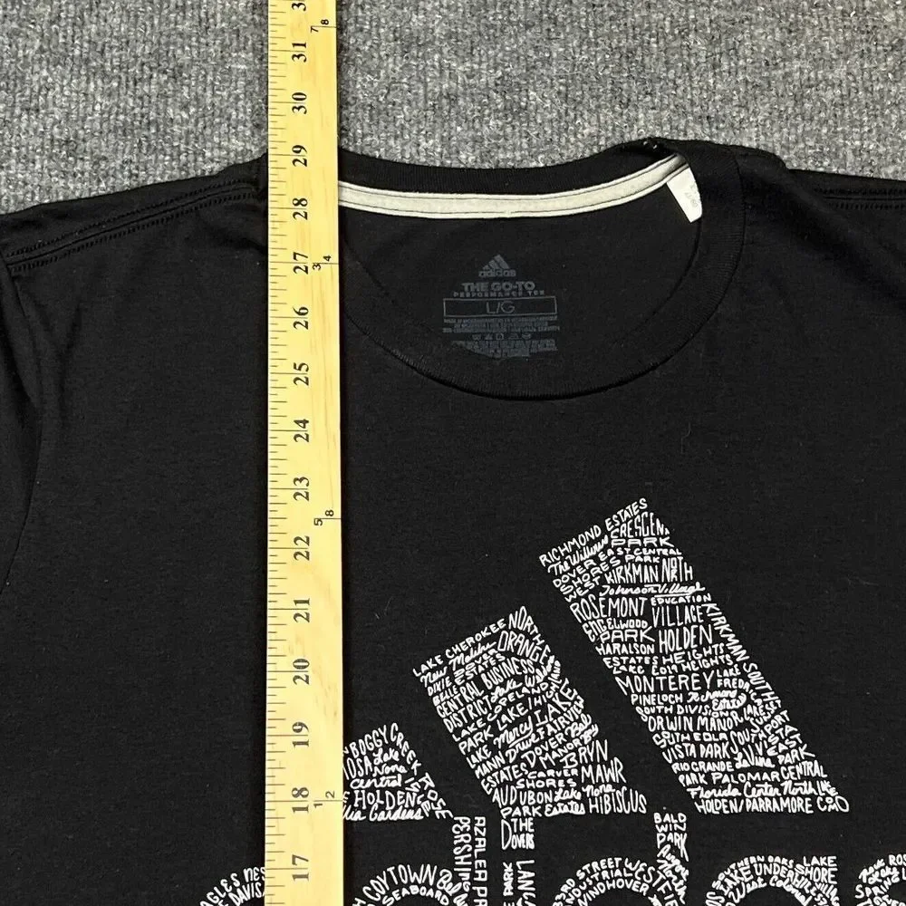 Adidas Orlando Three Stripe T Shirt Adult Size Large L Black Performance Tee‎